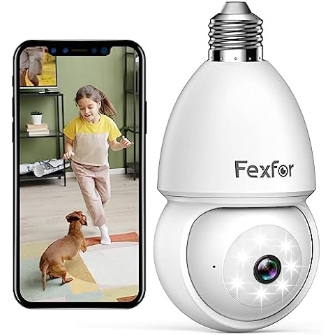 Fexfor 2.4G/5G 1080P Light Bulb Security Cameras Wireless , 360 Degree WiFi Indoor Cameras for Home Security with Color Night Vision, 2-Way Audio, 24/7, Siren, TF/Cloud (2.4G/5G) Cover