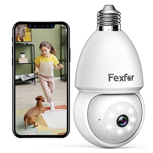 Fexfor 1080P Light Bulb Security Cameras Wireless Outdoor, 360 Degree WiFi Indoor Outdoor Cameras for Home Security with Color Night Vision, 2-Way Audio, 24/7, Siren, TF/Cloud