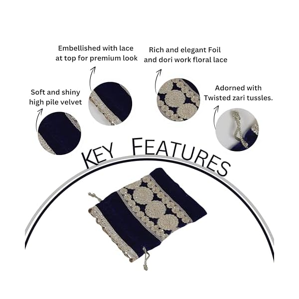 Dulhan DLC Foil Embroidery Velvet Potli set of 50 pc potli combo for Wedding return gifts, Traditional drawstring pouch potli for dry fruits, Bridal potli bag for ladies. - Image 3