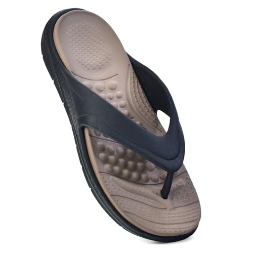 Image of YOHO Snugly Flip Flops for Men | Orthopedic Slippers & Relieving Acupressure | Waterproof Monsoon Footwear | Dual-Tone Design