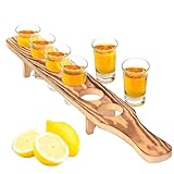 Wooden Shot Glass Serving Tray - 17" Real Pine Wood Shot Board, Rustic Shot Glass Holder, Shot Serving Tray for Bar, Party, Game Night. (Without Glass)