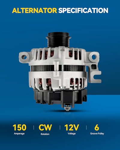 Image of PHILTOP Alternator Compatible with Chevy Colorado 2015-2016 3.6L, Camaro 2010-2012 3.6L, for GMC Canyon 2015-2016 3.6L High Amp Alternators Replace 11485N 12V 150Amp CW | Fits 2015-2016 GMC Canyon V6 3.6L, 2010-2012 Chevrolet Camaro V6 3.6L, Replacement OE 849127, 13502988, 11485N, 13588313