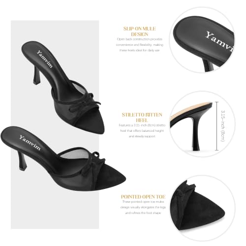 Image of Heel Mules for Women Pointed Open Toe High Heel Sandals