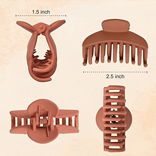 Deeka 4 Pcs Double Row Teeth Hair Claw Clips 2.5" Medium Hair Clips For Thin Hair Small Matte Clips Short Fine Hair Accessories For Women And Girls -Black Brown #TOP3