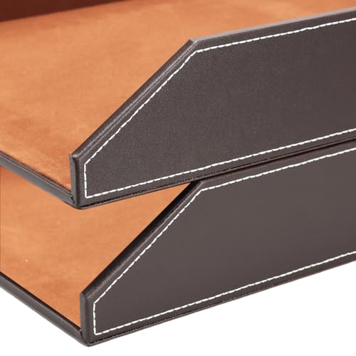 Bandejas apilables para documentos A4 color marrón ideales para teletrabajo y despachos en casa 8