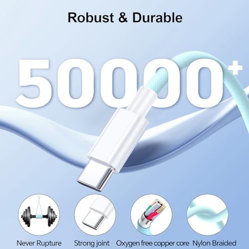 2Pack USB C to USB C Charger Cable 6FT for iPhone 15 Charger USB C Cable 60W USBC Type C Fast Charging Cord Compatible with Samsung/MacBook/Google/Pro/Plus/Android/LaptopCell Phone Charger Cable by OIITH - Image 4