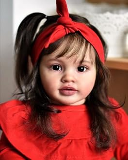 Pinky Reborn Reborn Baby Dolls 26 inch 66 cm Realistic Newborn Baby Girl Dolls with Long DK Brown Hair Real Size Dolls for Children