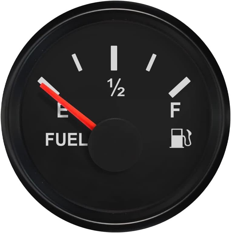 ELING Fuel Level Gauge 0-5V Signal 52mm with Red Backlight 9-32V for Motorcycles Cars Boat (Black+Black)