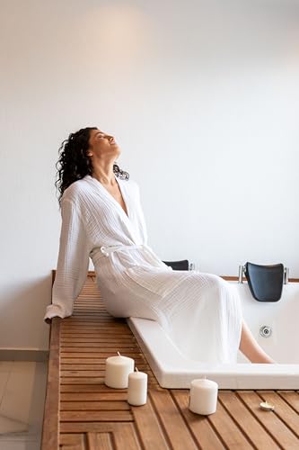 Image of Muslin Unisex Bathrobe Women & Men, 100% Cotton Kimono Lightweight Robe | Long Robes Soft, Absorbent, Spa robes