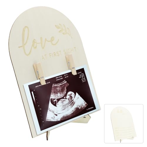 Baby Scan Photo Frames,Wooden Double-Side Ultrasound Picture Frame,Mum to be & Baby Announcement Gifts Y5YESMXK