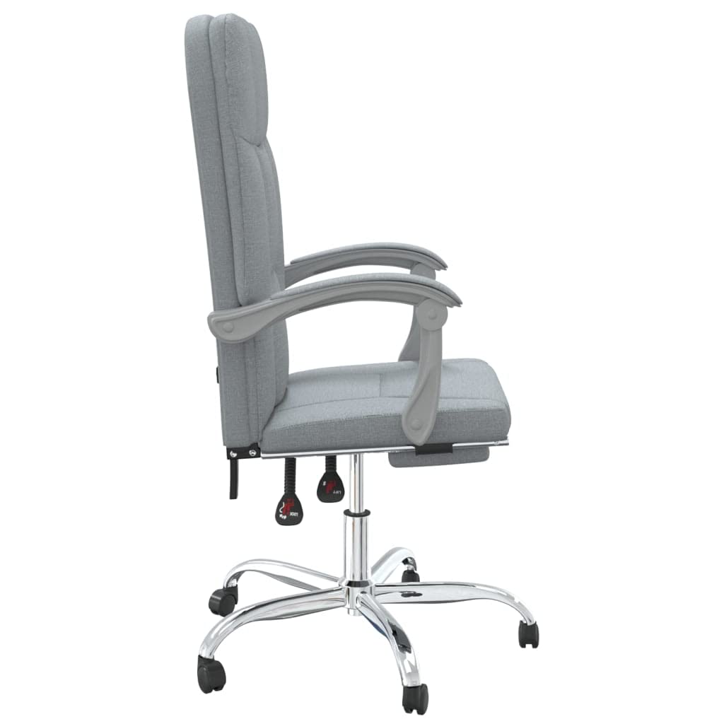 Krzesło biurowe z funkcją leżenia, jasnoszare krzesło obrotowe, ergonomiczna regulacja wysokości, mechanizm kołysania, do domu, gabinetu, gier, z podnóżkiem, podłokietnikiem i zagłówkiem