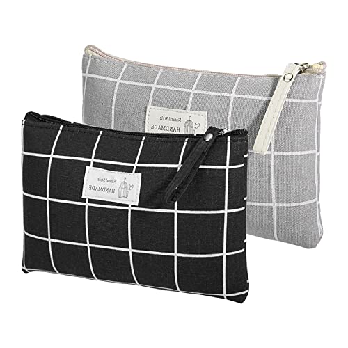 Kosmetiktasche Segeltuch, 2 Stücke Multifunktionale Makeup Tasche Reise Kosmetiktaschen Tragbare Verfassungsbeutel Waschtasche Münzbeutel mit Reißverschluss für Kosmetika