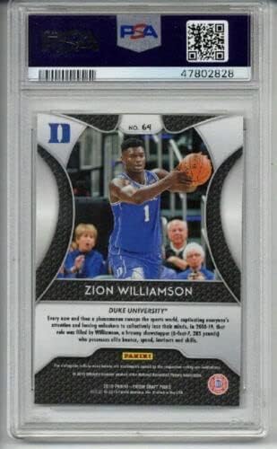 2019 PANINI PRIZM DP #64 ZION WILLIAMSON BASKETBALL CARD DUKE PELICANS PSA 10