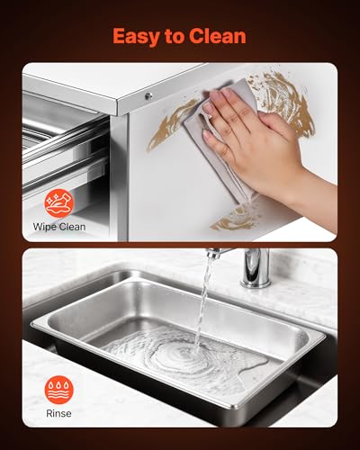 Image of VEVOR Commercial Electric Drawer Warmer, Single-Drawer Stainless Steel Food Warmer, Freestanding Compact Warming Drawer Cabinet, 85F-185F Wide Temperature Range, for Restaurant, Hotel & Bakery