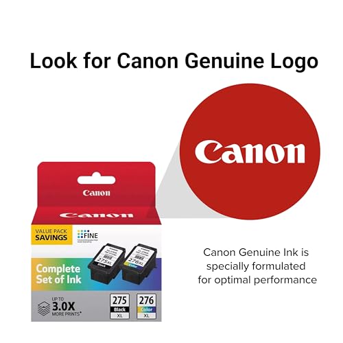 Image of Canon PG-275XL / CL-276XL Ink Cartridge Set - 2 Pack (2 Black, 2 Color) | High-Yield Compatible Replacement PIXMA TS3520, TS3522, TR4720 & More | Sharp Black Text & Vibrant Color Prints