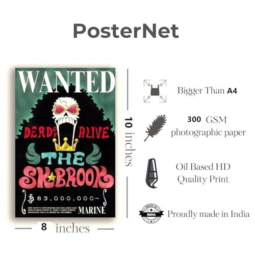 Image of Posternet Anime Style Wanted Posters Set of 10 | Vintage Bounty Wall Posters | Premium 300 GSM HD Print | Room Decor for Bedroom, Living Room, Cafe | Unframed Wall Art Collection (8x10 Inch)