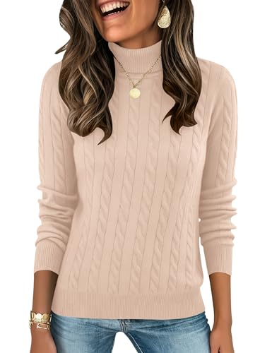 2025 Turtleneck for Women Turtle Neck Sweaters Cable Knit Lightweight Long Sleeve Pullover Sweater...