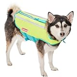COLEMAN ペット用浮輪犬用ベスト、ミディアム(55ポンドまで)長さ38.1 cm x 幅21-68.6 cm - ライム&アクア