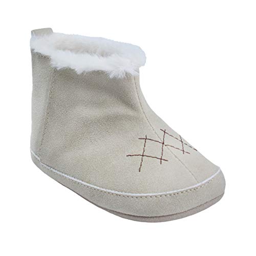 Ro + Me by Robeez Baby Girl Bootie, Infant and Toddler Sizes, Skid Proof, Charlie Cozie Bootie Cream, 6-12 Months