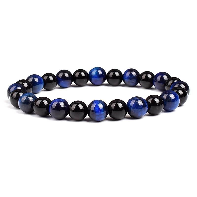 Bracelet de couple en œil de tigre et hématite fait main élastique pour homme et femme