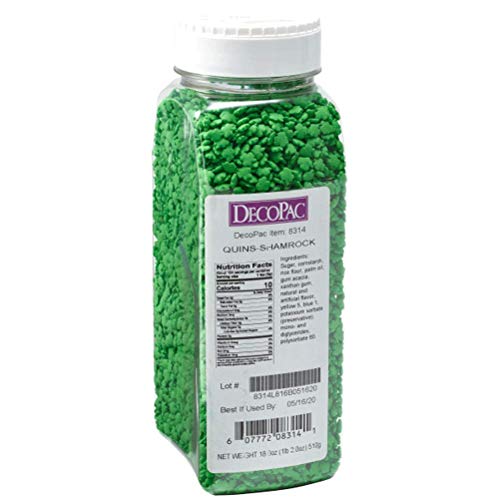 DECOPAC Quins Fancy Sprinkles, 19.5oz, Candy Sprinkles in Handheld Container, Edible Sprinkles For Celebration Cakes, Cupcakes, Cookies - Shamrock Quins