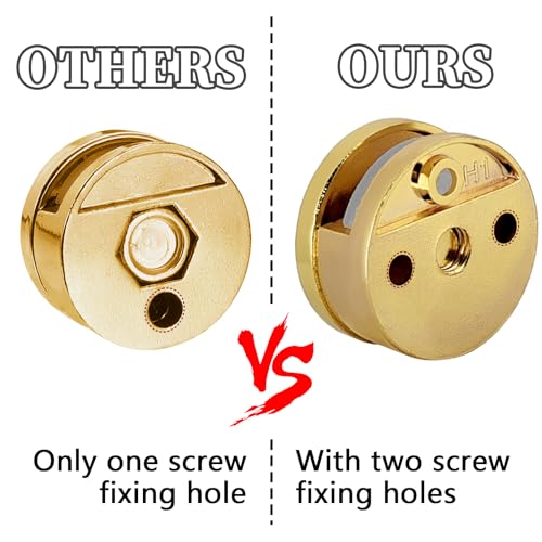 Image of Frameless Mirror Mounting Hardware Kit Zinc Alloy Mirror Holder Clips Round Shape Dual-Screw Fixing Mirror Glass Hanging Bracket with Screws and Anchors Fit for 3-5mm Thickness(Golden, Set of 4 )