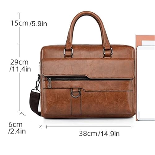 Men Handbag Leather Man Briefcase For Laptop Messenger Men Shoulder Bag Business Portfolio For A4 Document for Work College Travel(Brown)2