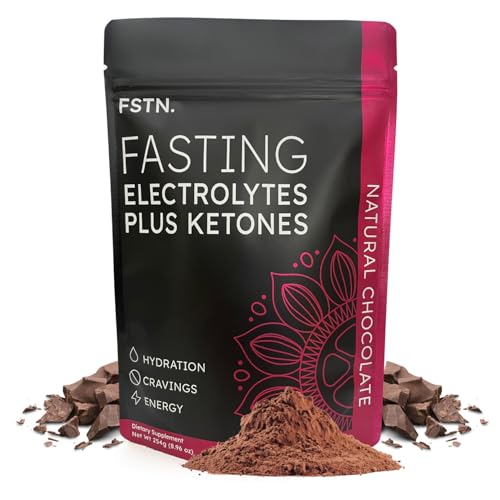 FSTN Chocolate Electrolytes Fasting Supplement – Crave Killer, Hydration & Energy – Zero-Sugar, Plus Ketones & Organic Cocoa.