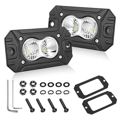 Flush Mount LED Pods, AKD Part CREE LED Flush Bumper Lights 40W Spot Flood Combo Offroad Driving Lights Backup Reverse Lights Flush Mount LED Fog Lights Pods for Trucks Pickup SUV UTV ATV