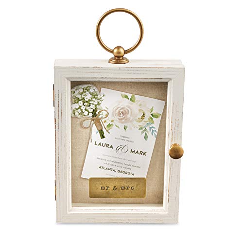 Mud Pie Marriage Distressed Keepsake Memory Shadow Box Wedding Shadowbox, Brown