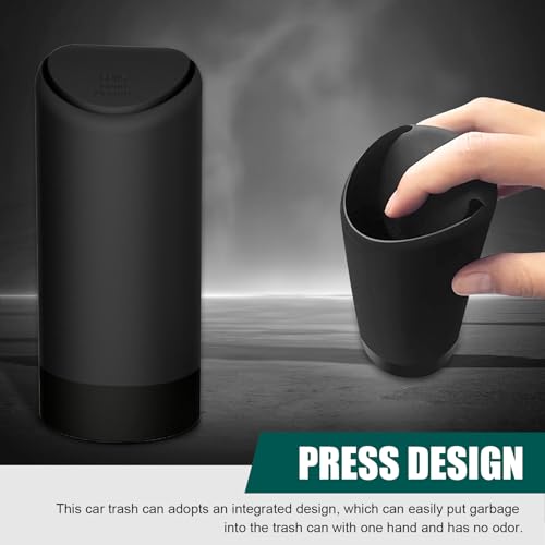 Image of Eratus Pack-1 Car Trash Can, 6.2 inch x 2.5 inch Silicone Noiseless Environmentally Friendly Waterproof Storage Bin, Odor Isolation Detachable Cleanable Cup Holder Trash Can, Universal for Cars (Black)
