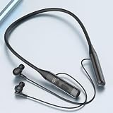 Neckband Bluetooth Headphones 100H Playtime Deep Bass Earphones Bluetooth 6.0 Headset Card-Inserting LED Display Wireless Stereo Neckband Earbuds with Microphone for Sports/Workout/Office (Black)