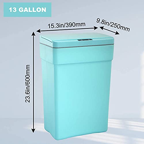 Caneca de basura rectangular de 50 litros con tapa automática azul miniatura 7