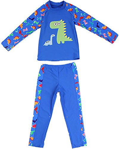 Little Boys Two Pieces Full Body Long Sleeve Swimwear Harajuku Dinosaur Print UV