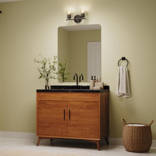 Image of Progress Lighting Replay 13 Inch 2-Light Vanity Light, Transitional, Antique Bronze with Clear Glass Shades, (7.875 inch H x 13 inch W x 6 inch D), P300582-020