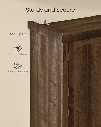 Image of VASAGLE Pantry Cabinet, Tall Storage Cabinet with Drawer, 71.7-Inch | Freestanding cupboard with 2 cabinets, 6 adjustable shelves, Deep Brown, UBBK561K01