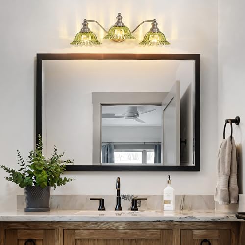 Image of XIEDUN Brushed Nickel Green 3 Light Vanity Light Bathroom Light