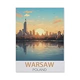 Jigsaw Puzzle 1000 Pieces for Adults，Warschau Polen Vintage-Reiseposter，Kids Teens Large Families Puzzle Game（50x70cm）-AI94