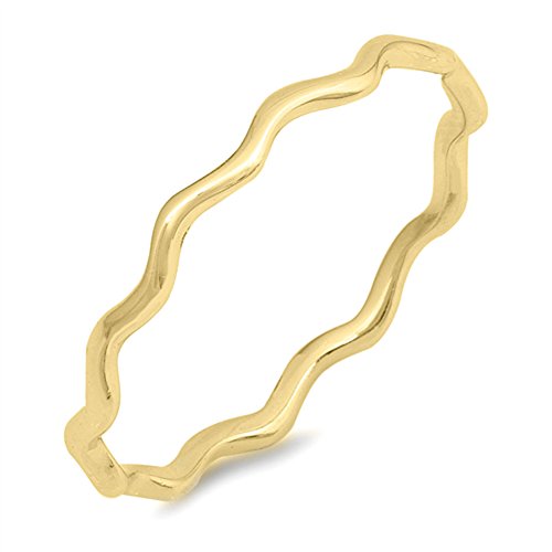 CHOOSE YOUR COLOR Sterling Silver Wave Stacking Ring