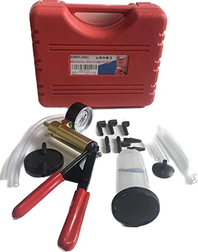 Zjeryl Gull 2 In 1 Handheld Vacuum Pump Brake Bleeder Kit For Motorcycle 16 Pcs Brake System Bleeding Tools With Gauge Adapters Automotive Brake Fluid Bleeding Set For Bike Car Truck (Red) #TOP1