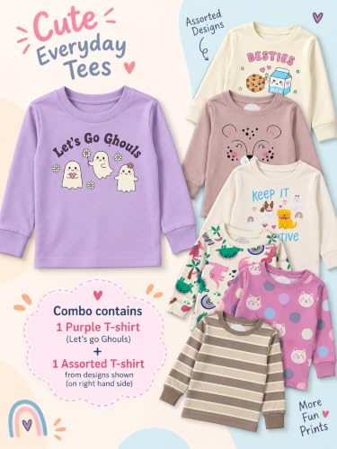 Image of TuddyBuddy 100% Cotton Full Sleeves Half Sleeves Baby Girl's Top Cum T-Shirt for Summer