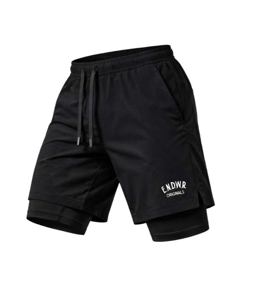 ENDEAVOUR WEAR 2 in 1 Active Dual Shorts for Men with Inner Lining for Sports Running Gym