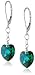 Sterling Silver Swarovski Elements Emerald Colored Aurora Borealis Heart Shape Drop Earrings