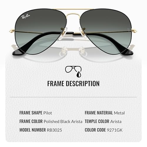 Image of Ray-Ban RB3025 AVIATOR LARGE METAL Pilot Shape Sunglasses for Men & Women with Official Eyewear Kit