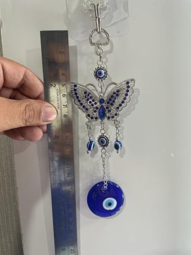 Image of BLUE BEADS Turkish Feng Shui Vastu Blue Glass Evil Eye Hanging /Door Hanging Nazar Batu for Protection and Good Luck - Perfect for Gifting Home or Office (BUT01)