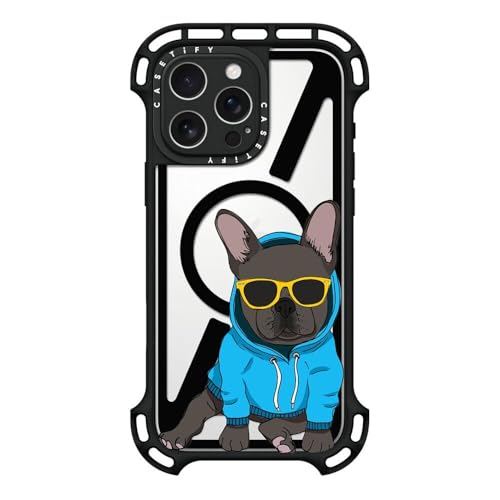 CASETiFY �E���g�� �o�E���X MagSafe�Ή� iPhone 16 Pro Max �P�[�X [�ϏՌ��� / 10m�̗����������N���A (MIL�K�i10�{����) / ���C�����X�[�d�����Magsafe�Ή�] - Hipster Frenchie -