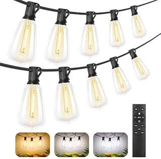 Brightever 3 Color in 1 LED Outdoor String Lights with Remote, 100FT Edi...