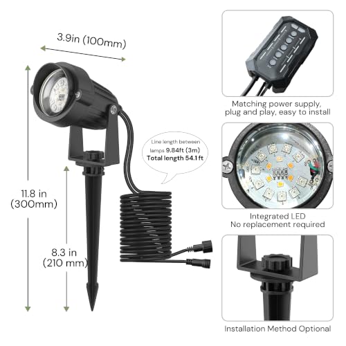 Image of L LOHAS LED RGB Low Voltage Landscape Lighting Kit, 5W Dusk to Dawn Outdoor Lighting with Transformer, 5-Level Dimmable, Timer, IP66 Waterproof Outdoor Spotlight Lights for Yard Garden Tree, 6 Pack
