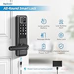 WiFi Video Smart Door Lock: Fingerprint Door Lock with Camera- Keyless Entry Door Lock with Handle - Electronic Digital Door Lock with Keypad - WiFi Smart Lock for Front Door, Black, H3 Pro - Image 3
