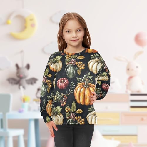JUNZAN Autumn Pumpkins Little Kids Pullover Hoodie Fleece Sweatshirt With Hoodie Sports 4T 5